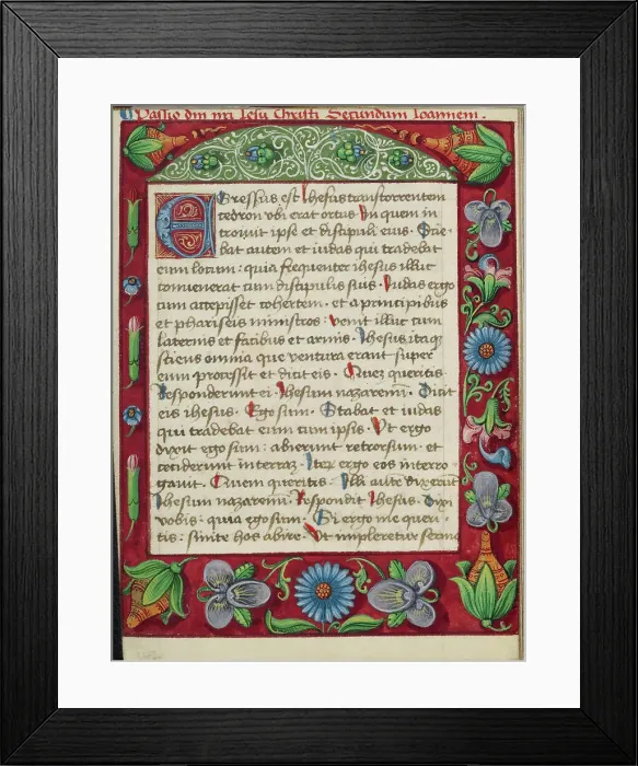 Framed Print : Decorated Text Page; Book of Hours, early 16th century. Creator: Unknown Framed Print : Decorated Text Page; Book of Hours, early 16th century. Creator: Unknown