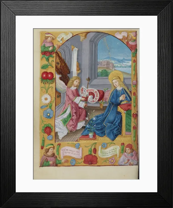Framed Print : The Annunciation; Book of Hours, early 16th century. Creator: Unknown Framed Print : The Annunciation; Book of Hours, early 16th century. Creator: Unknown