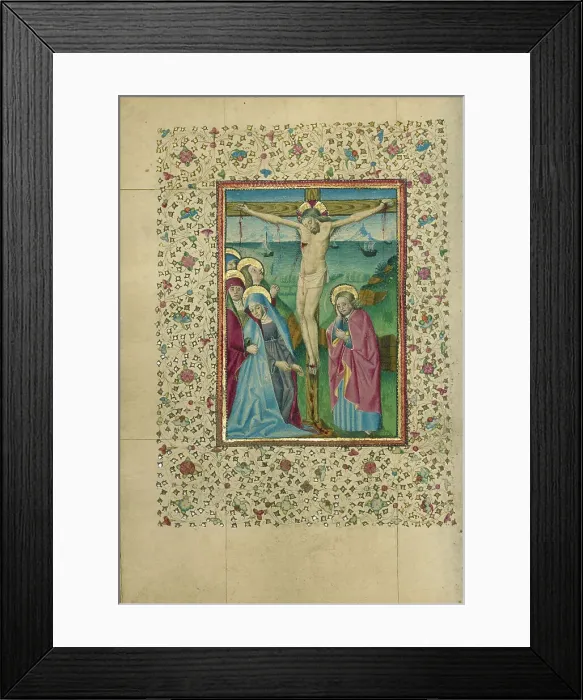 Framed Print : The Crucifixion; Book of Hours, about 1460. Creator: Unknown Framed Print : The Crucifixion; Book of Hours, about 1460. Creator: Unknown
