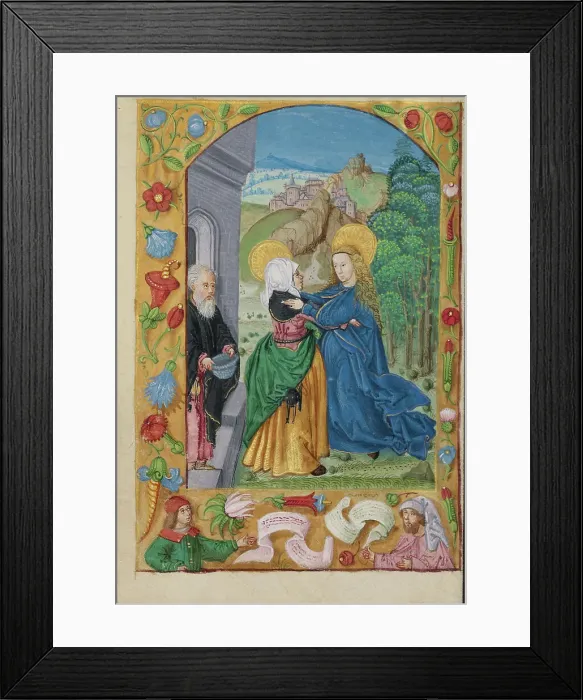 Framed Print : The Visitation; Book of Hours, early 16th century. Creator: Unknown Framed Print : The Visitation; Book of Hours, early 16th century. Creator: Unknown