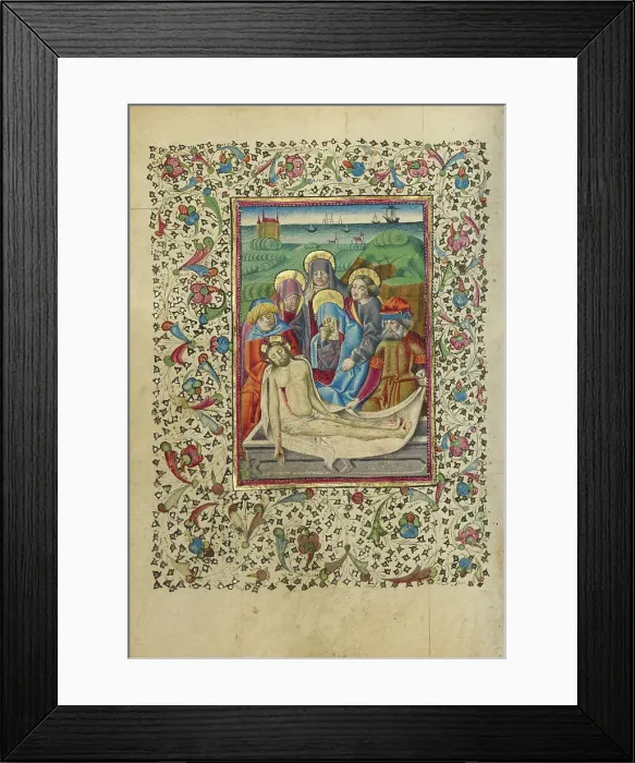 Framed Print : The Lamentation and The Entombment; Book of Hours, about 1460. Creator: Unknown Framed Print : The Lamentation and The Entombment; Book of Hours, about 1460. Creator: Unknown
