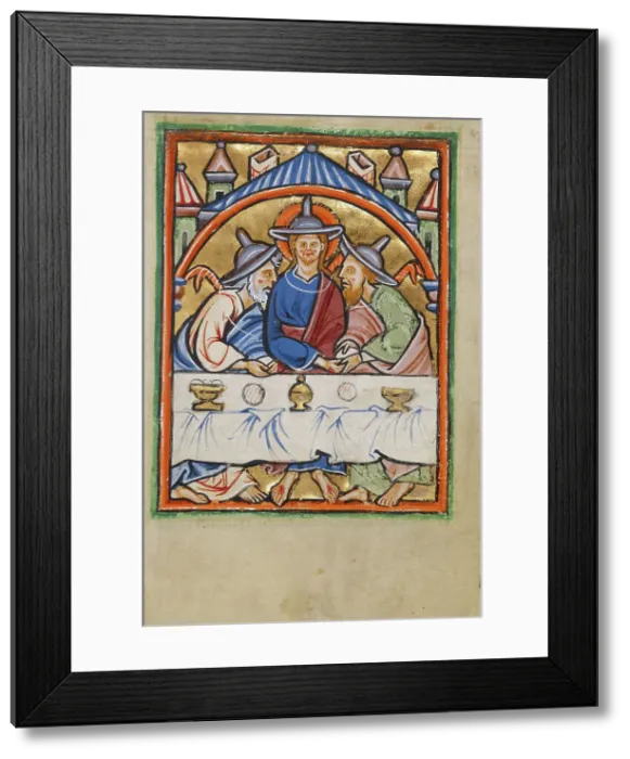 Framed Print : Supper at Emmaus, about 1190-1200. Creator: Unknown Framed Print : Supper at Emmaus, about 1190-1200. Creator: Unknown