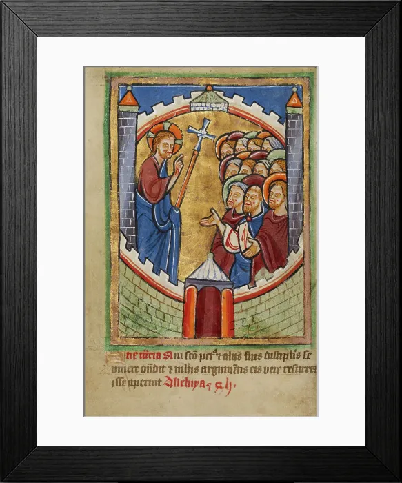 Framed Print : Christ Appearing to the Apostles, about 1190-1200; text added about 1480-1490. Creator: Unknown Framed Print : Christ Appearing to the Apostles, about 1190-1200; text added about 1480-1490. Creator: Unknown