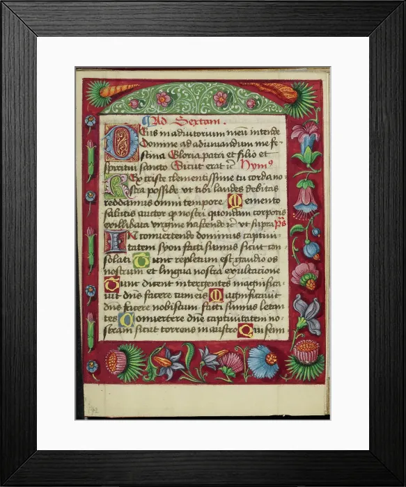 Framed Print : Decorated Text Page; Book of Hours, early 16th century. Creator: Unknown Framed Print : Decorated Text Page; Book of Hours, early 16th century. Creator: Unknown