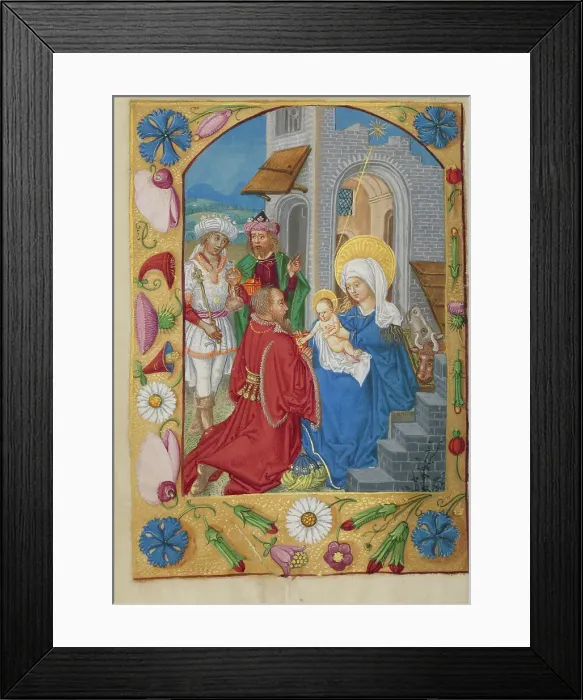 Framed Print : The Adoration of the Mag; Book of Hours, early 16th century. Creator: Unknown Framed Print : The Adoration of the Mag; Book of Hours, early 16th century. Creator: Unknown