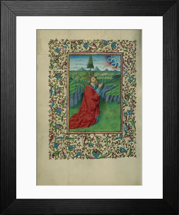 Framed Print : David in Prayer; Book of Hours, about 1460. Creator: Unknown Framed Print : David in Prayer; Book of Hours, about 1460. Creator: Unknown