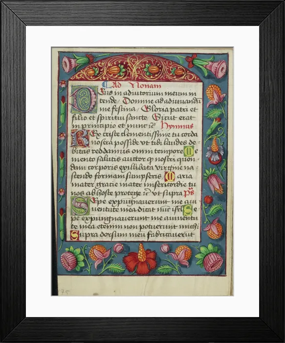 Framed Print : Decorated Text Page; Book of Hours, early 16th century. Creator: Unknown Framed Print : Decorated Text Page; Book of Hours, early 16th century. Creator: Unknown