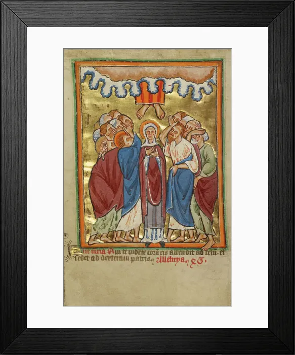 Framed Print : The Ascension, about 1190-1200; text added about 1480-1490. Creator: Unknown Framed Print : The Ascension, about 1190-1200; text added about 1480-1490. Creator: Unknown