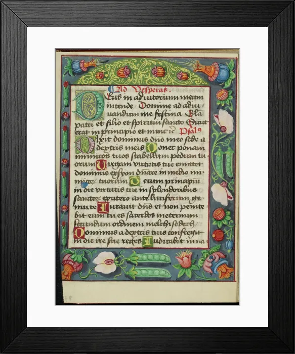 Framed Print : Decorated Text Page; Book of Hours, early 16th century. Creator: Unknown Framed Print : Decorated Text Page; Book of Hours, early 16th century. Creator: Unknown