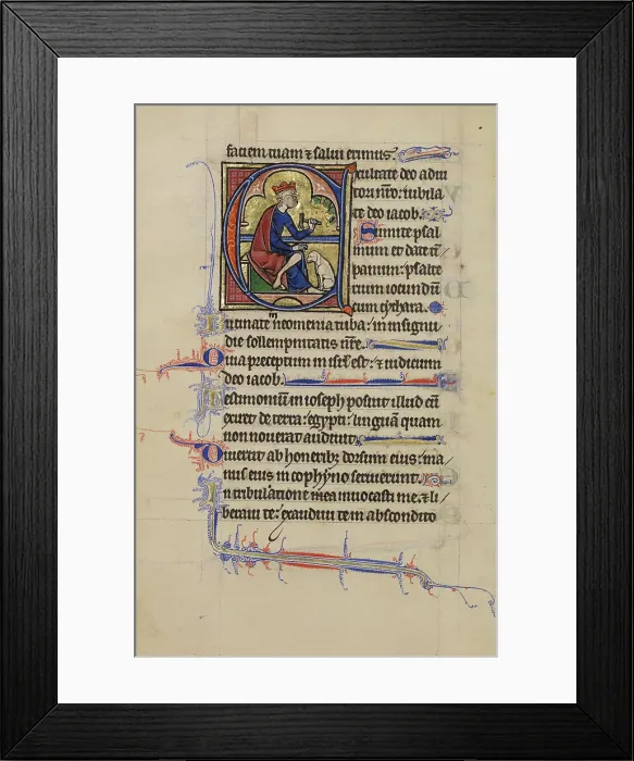 Framed Print : Initial E: David Playing the Bells; Wenceslaus Psalter, about 1250-1260. Creator: Unknown Framed Print : Initial E: David Playing the Bells; Wenceslaus Psalter, about 1250-1260. Creator: Unknown
