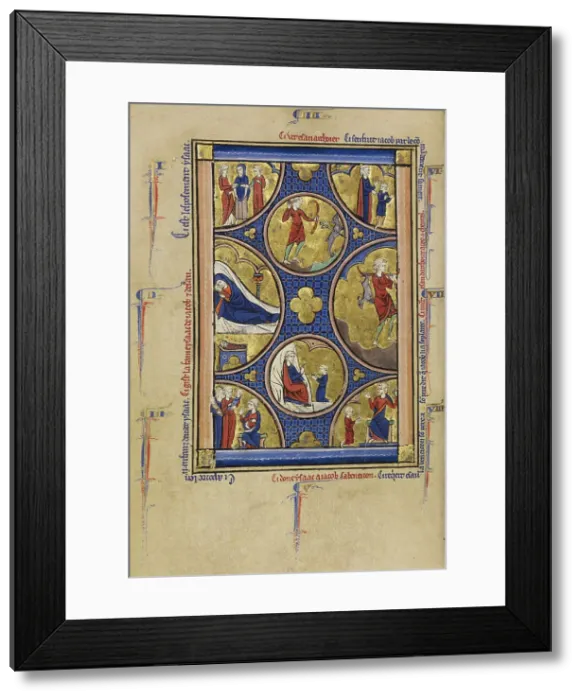 Framed Print : Scenes from the Lives of Isaac; Wenceslaus Psalter, Jacob, and Esau, about 1250-1260. Creator: Unknown