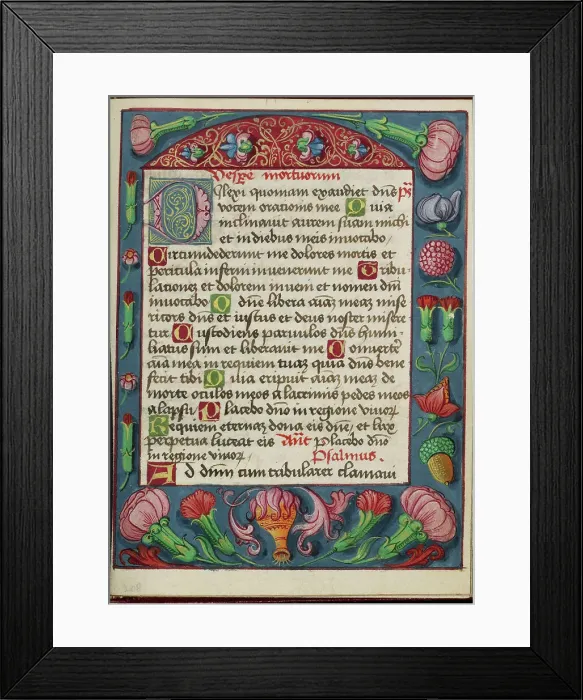 Framed Print : Decorated Text Page; Book of Hours, early 16th century. Creator: Unknown Framed Print : Decorated Text Page; Book of Hours, early 16th century. Creator: Unknown