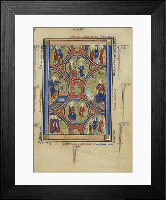 Framed Print : Scenes from the Life of Jacob; Wenceslaus Psalter, about 1250-1260. Creator: Unknown Framed Print : Scenes from the Life of Jacob; Wenceslaus Psalter, about 1250-1260. Creator: Unknown