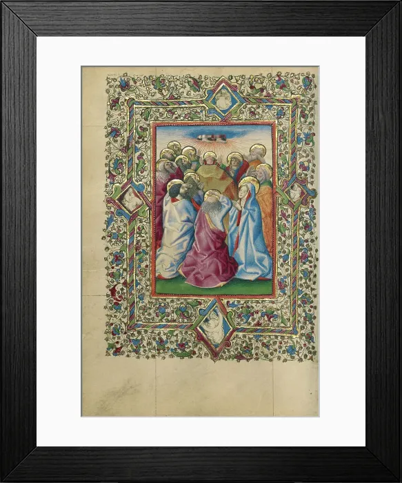 Framed Print : The Ascension; Book of Hours, about 1460. Creator: Unknown Framed Print : The Ascension; Book of Hours, about 1460. Creator: Unknown