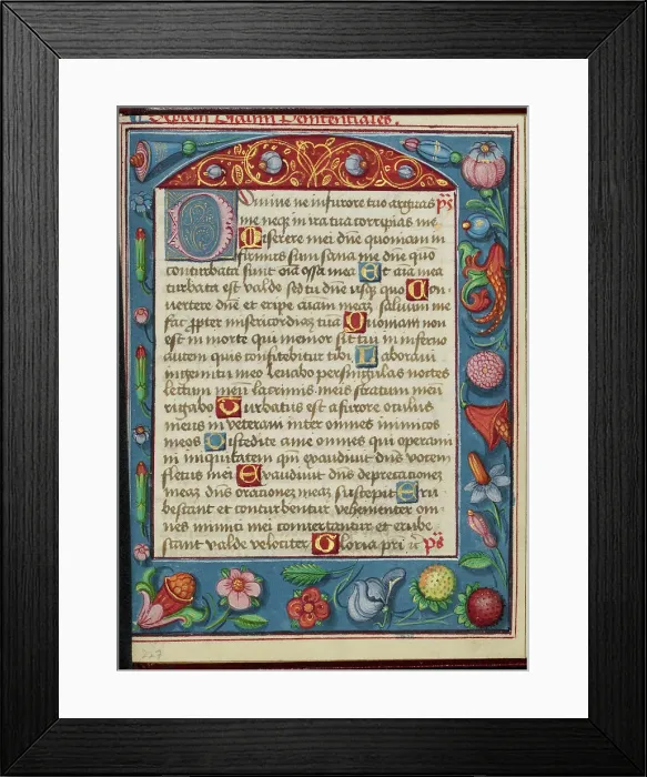 Framed Print : Decorated Text Page; Book of Hours, early 16th century. Creator: Unknown Framed Print : Decorated Text Page; Book of Hours, early 16th century. Creator: Unknown