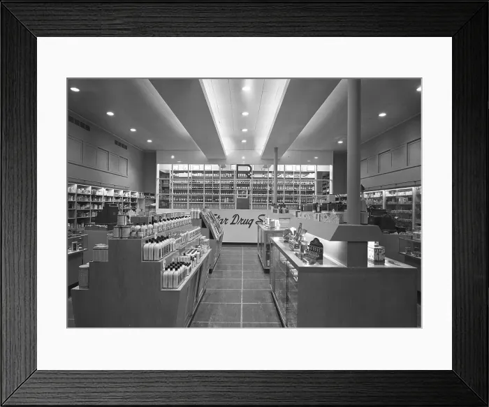 Framed Print : Star Drug, business on Kingsbridge Rd. Bronx, New York, 1946. Creator: Gottscho-Schleisner, Inc Framed Print : Star Drug, business on Kingsbridge Rd. Bronx, New York, 1946. Creator: Gottscho-Schleisner, Inc