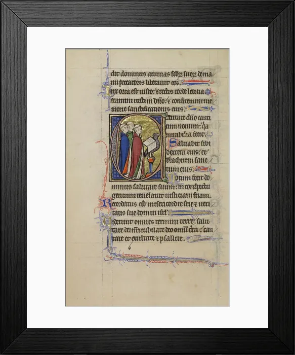 Framed Print : Initial C: Clerics Singing; Wenceslaus Psalter, about 1250-1260. Creator: Unknown Framed Print : Initial C: Clerics Singing; Wenceslaus Psalter, about 1250-1260. Creator: Unknown