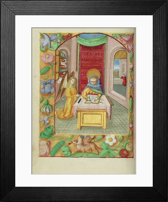 Framed Print : Saint Matthew; Book of Hours, early 16th century. Creator: Unknown Framed Print : Saint Matthew; Book of Hours, early 16th century. Creator: Unknown