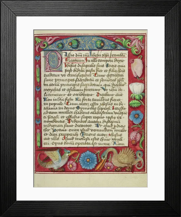 Framed Print : Decorated Text Page; Book of Hours, early 16th century. Creator: Unknown Framed Print : Decorated Text Page; Book of Hours, early 16th century. Creator: Unknown