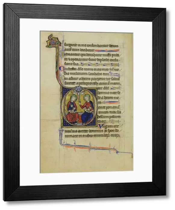 Framed Print : Initial D: The Trinity; Wenceslaus Psalter, about 1250-1260. Creator: Unknown
