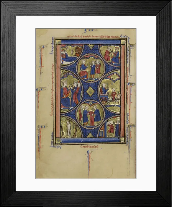 Framed Print : Scenes from the Life of Joseph; Wenceslaus Psalter, about 1250-1260. Creator: Unknown Framed Print : Scenes from the Life of Joseph; Wenceslaus Psalter, about 1250-1260. Creator: Unknown