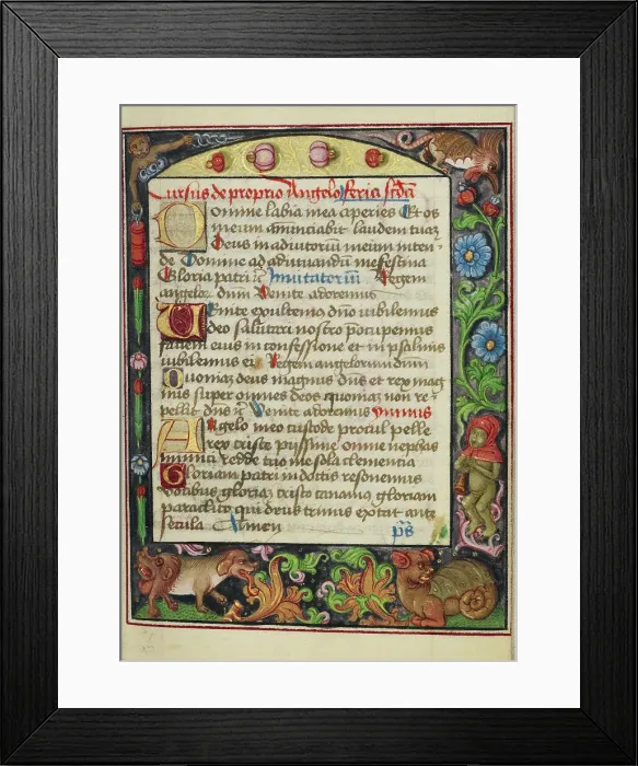Framed Print : Decorated Text Page; Book of Hours, early 16th century. Creator: Unknown Framed Print : Decorated Text Page; Book of Hours, early 16th century. Creator: Unknown