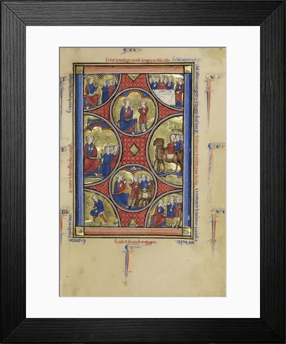 Framed Print : Scenes from the Life of Joseph; Wenceslaus Psalter, about 1250-1260. Creator: Unknown Framed Print : Scenes from the Life of Joseph; Wenceslaus Psalter, about 1250-1260. Creator: Unknown