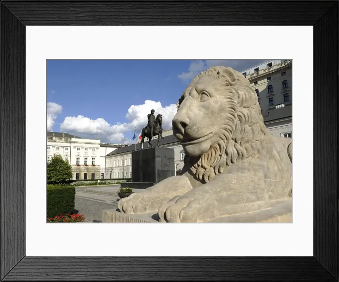 Framed Print : Reclining lion and statue of Prince Jozef Poniatowski, Presidential Palace, Warsaw, Poland, 2013 Creator: LTL Framed Print : Reclining lion and statue of Prince Jozef Poniatowski, Presidential Palace, Warsaw, Poland, 2013 Creator: LTL