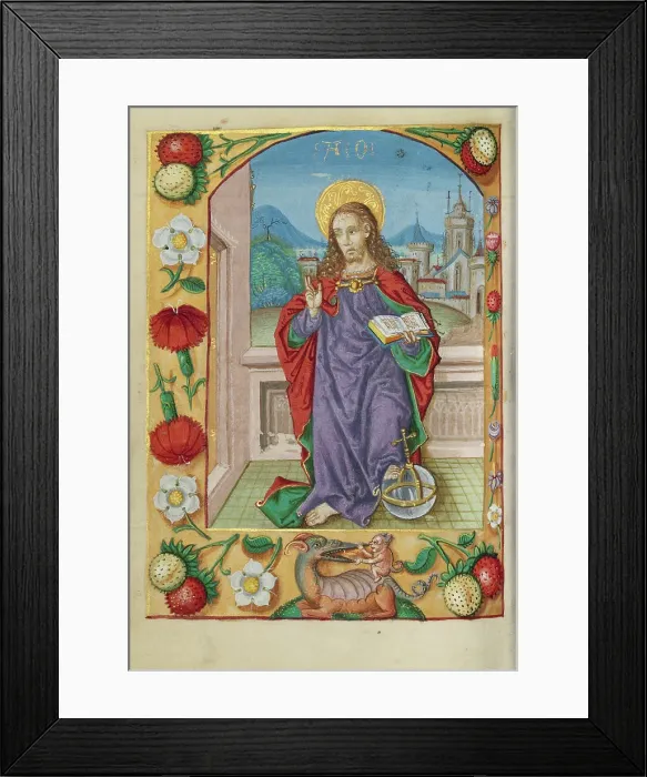 Framed Print : Salvator Mundi; Book of Hours, early 16th century. Creator: Unknown Framed Print : Salvator Mundi; Book of Hours, early 16th century. Creator: Unknown