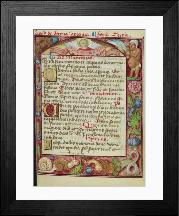 Framed Print : Decorated Text Page; Book of Hours, early 16th century. Creator: Unknown Framed Print : Decorated Text Page; Book of Hours, early 16th century. Creator: Unknown