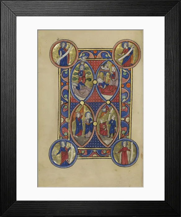 Framed Print : The Tree of Jesse; The Annunciation; The Nativity; The Annunciation to the Shepherds, about 1250-60. Creator: Unknown Framed Print : The Tree of Jesse; The Annunciation; The Nativity; The Annunciation to the Shepherds, about 1250-60. Creator: Unknown