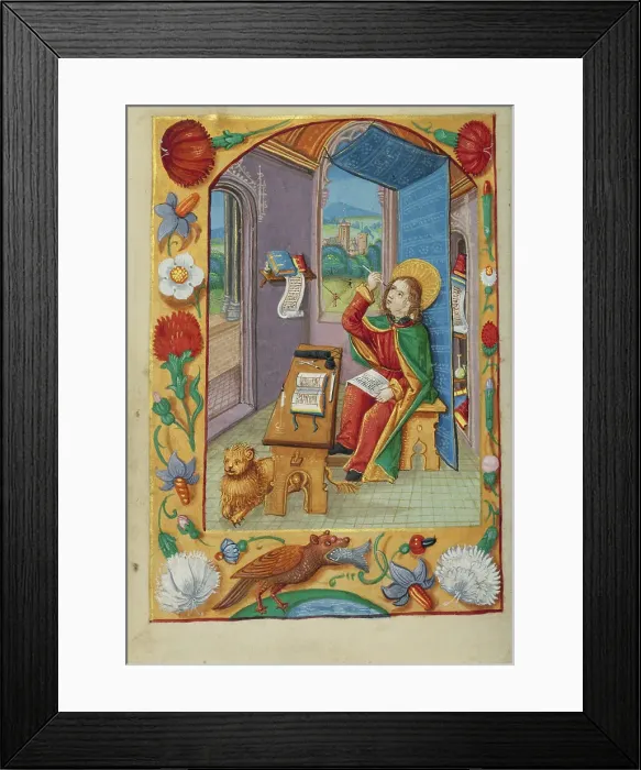 Framed Print : Saint Mark; Book of Hours, early 16th century. Creator: Unknown Framed Print : Saint Mark; Book of Hours, early 16th century. Creator: Unknown