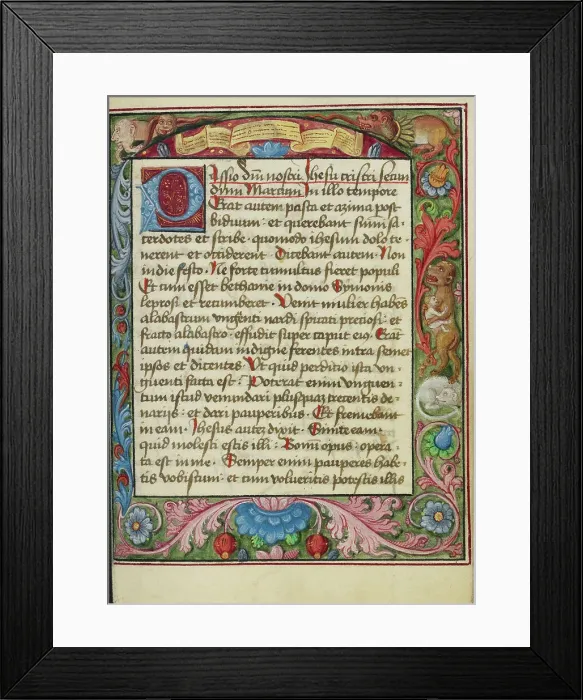 Framed Print : Decorated Text Page; Book of Hours, early 16th century. Creator: Unknown Framed Print : Decorated Text Page; Book of Hours, early 16th century. Creator: Unknown