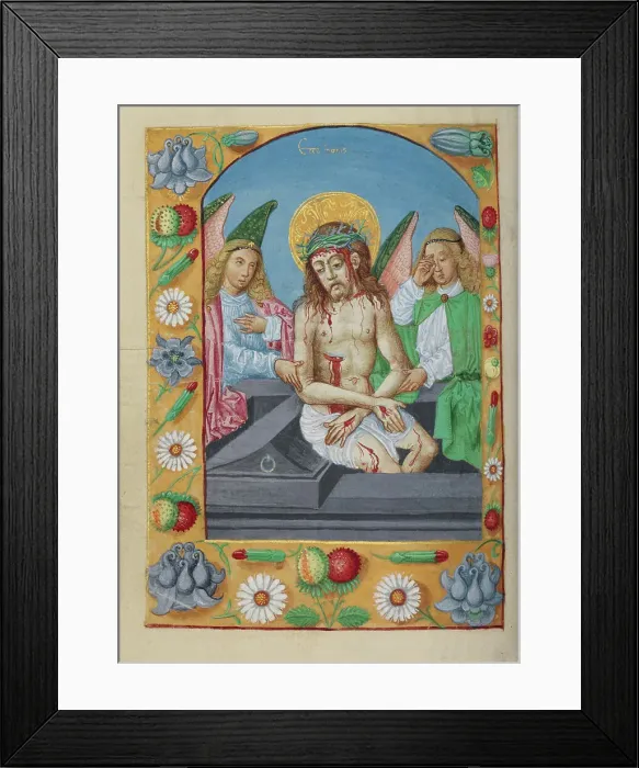 Framed Print : Ecce Homo; Christ with Angels; Book of Hours; early 16th century. Creator: Unknown Framed Print : Ecce Homo; Christ with Angels; Book of Hours; early 16th century. Creator: Unknown