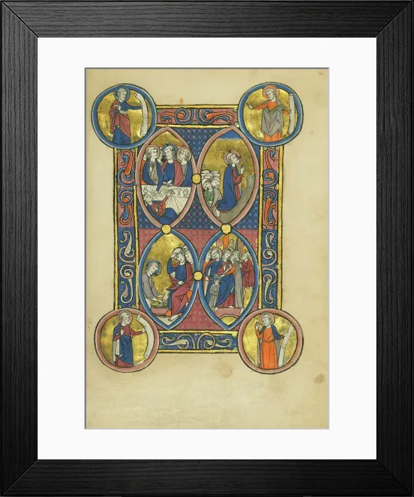 Framed Print : The Last Supper; Christ Washing the Apostles Feet; The Agony in the Garden, about 1250-1260. Creator: Unknown Framed Print : The Last Supper; Christ Washing the Apostles Feet; The Agony in the Garden, about 1250-1260. Creator: Unknown