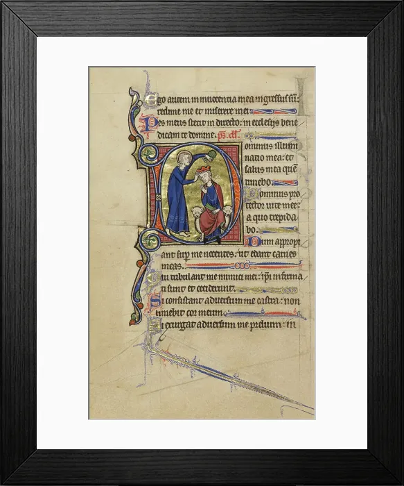 Framed Print : Initial D: The Annointing of David; Wenceslaus Psalter, about 1250-1260. Creator: Unknown Framed Print : Initial D: The Annointing of David; Wenceslaus Psalter, about 1250-1260. Creator: Unknown