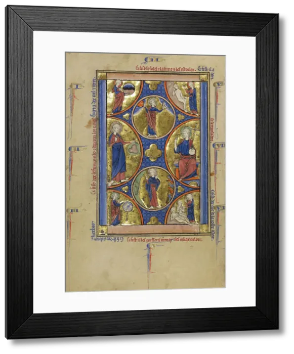 Framed Print : The Creation of the World; Wenceslaus Psalter, about 1250-1260. Creator: Unknown Framed Print : The Creation of the World; Wenceslaus Psalter, about 1250-1260. Creator: Unknown