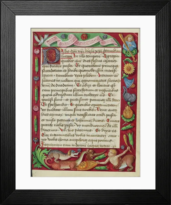 Framed Print : Decorated Text Page; Book of Hours, early 16th century. Creator: Unknown Framed Print : Decorated Text Page; Book of Hours, early 16th century. Creator: Unknown