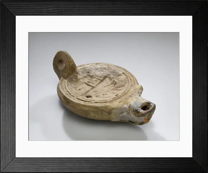 Framed Print : Oil Lamp with a Representation of the Port of Alexandria, A.D. 175-230. Creator: Unknown Framed Print : Oil Lamp with a Representation of the Port of Alexandria, A.D. 175-230. Creator: Unknown