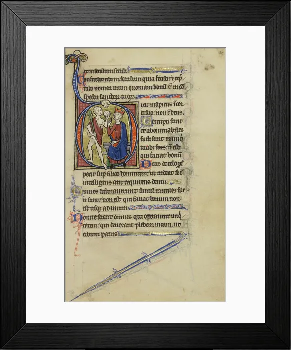 Framed Print : Initial D: David and the Fool; Wenceslaus Psalter, about 1250-1260. Creator: Unknown Framed Print : Initial D: David and the Fool; Wenceslaus Psalter, about 1250-1260. Creator: Unknown