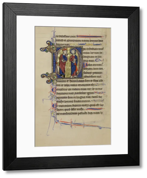 Framed Print : Initial D: David and Christ; Wenceslaus Psalter, about 1250-1260. Creator: Unknown Framed Print : Initial D: David and Christ; Wenceslaus Psalter, about 1250-1260. Creator: Unknown