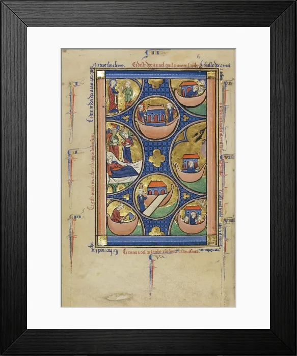 Framed Print : Scenes from the Life of Noah; Wenceslaus Psalter, about 1250-1260. Creator: Unknown Framed Print : Scenes from the Life of Noah; Wenceslaus Psalter, about 1250-1260. Creator: Unknown