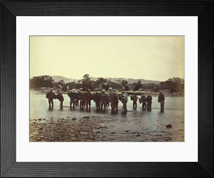 Framed Print : The Ford at Sakawa-Nagawa, 1866-1867. Creator: Felice Beato Framed Print : The Ford at Sakawa-Nagawa, 1866-1867. Creator: Felice Beato