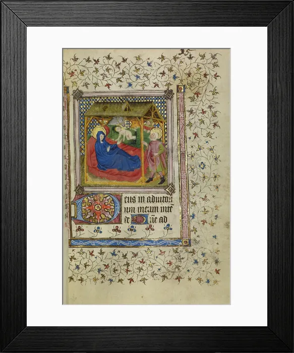 Framed Print : The Nativity; Book of Hours, about 1400-1410. Creator: Unknown Framed Print : The Nativity; Book of Hours, about 1400-1410. Creator: Unknown