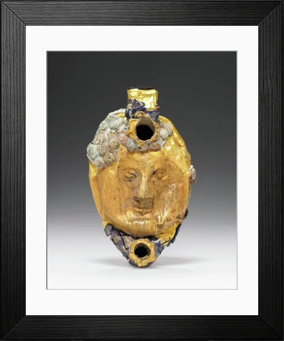 Framed Print : Lamp with Mask overlaid with gold foil, 1st century B.C.-1st century A.D. Creator: Unknown Framed Print : Lamp with Mask overlaid with gold foil, 1st century B.C.-1st century A.D. Creator: Unknown