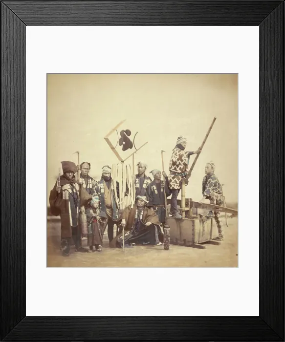 Framed Print : Firemen in Traditional Costume, about 1868. Creator: Felice Beato Framed Print : Firemen in Traditional Costume, about 1868. Creator: Felice Beato