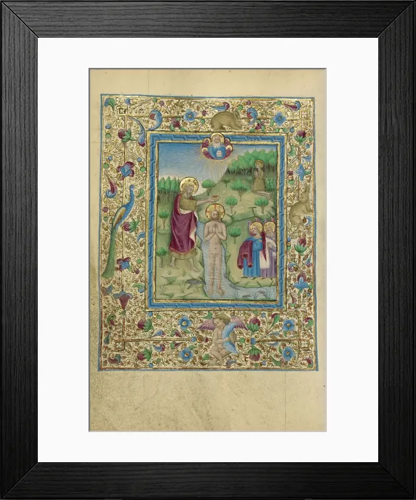 Framed Print : The Baptism of Christ; Book of Hours, about 1460. Creator: Unknown Framed Print : The Baptism of Christ; Book of Hours, about 1460. Creator: Unknown