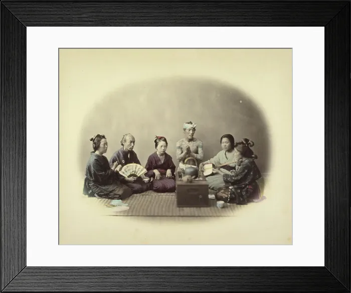 Framed Print : Japanese Singers, about 1868. Creator: Felice Beato Framed Print : Japanese Singers, about 1868. Creator: Felice Beato