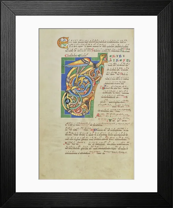 Framed Print : Decorated Initial T; Stammheim Missal, probably 1170s. Creator: Unknown Framed Print : Decorated Initial T; Stammheim Missal, probably 1170s. Creator: Unknown