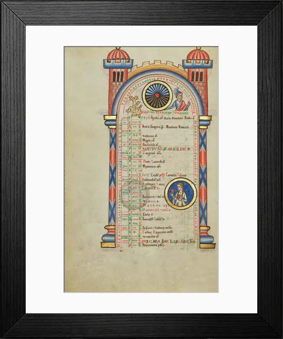 Framed Print : Germanicus Caesar (?); Zodiacal Sign of Virgo; Stammheim Missal, probably 1170s. Creator: Unknown Framed Print : Germanicus Caesar (?); Zodiacal Sign of Virgo; Stammheim Missal, probably 1170s. Creator: Unknown